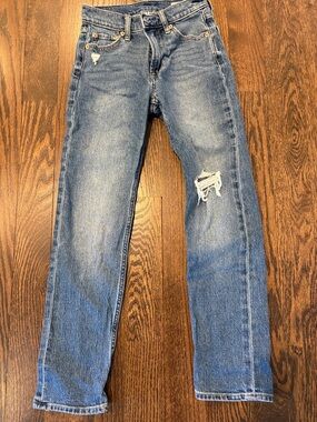 Gap Women’s Blue Distressed 80’s High Rise Straight-Leg Jeans SZ 24P
